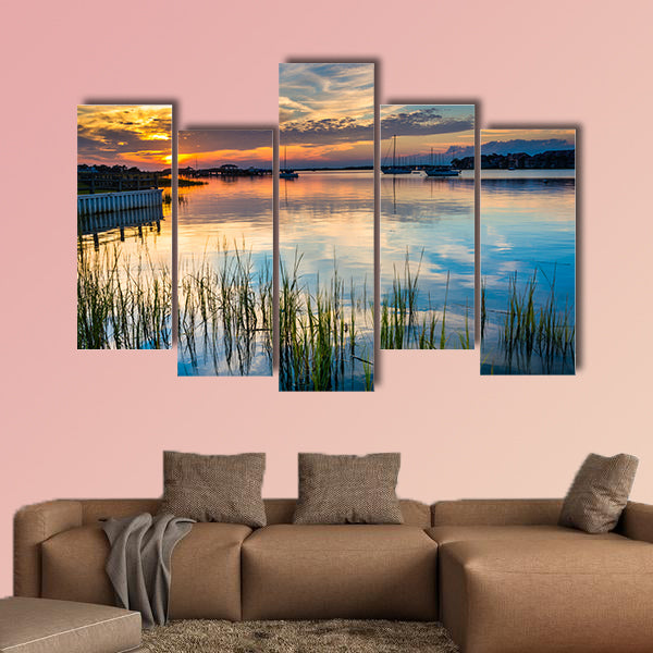 Sunset over the Folly River, in Folly Beach, South Carolina multi wall art
