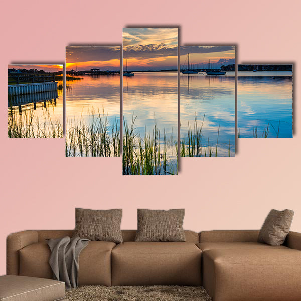 Sunset over the Folly River, in Folly Beach, South Carolina multi wall art
