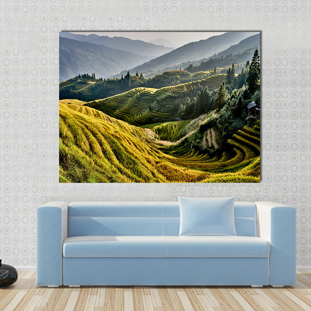 Rice terraced fields of Hunan China Multi panel canvas wall art