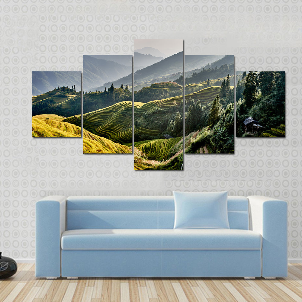 Rice terraced fields of Hunan China Multi panel canvas wall art
