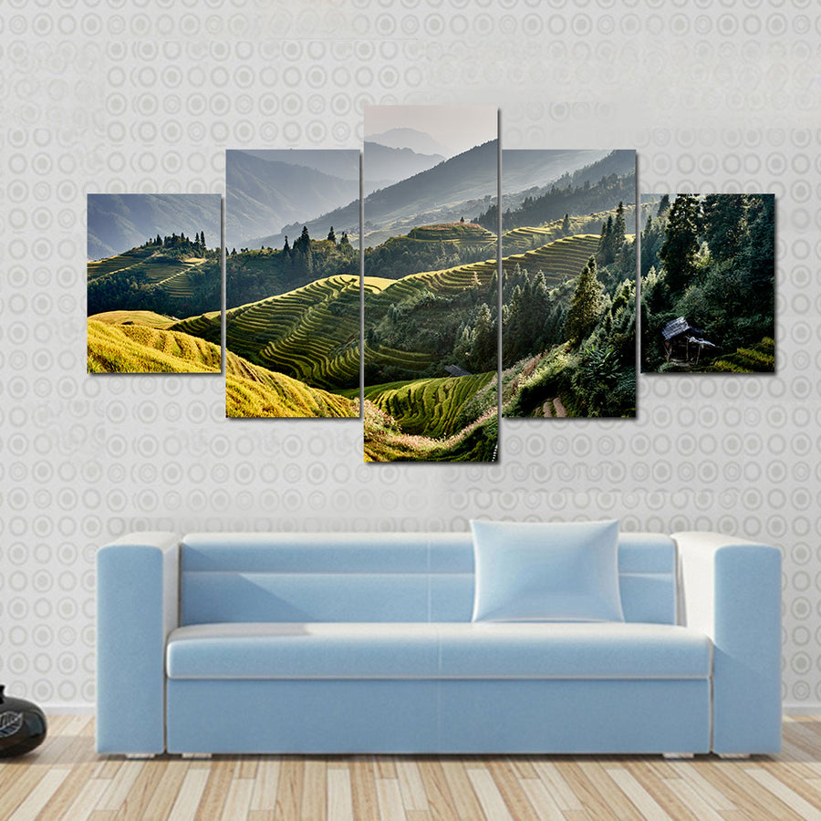 Rice terraced fields of Hunan China Multi panel canvas wall art