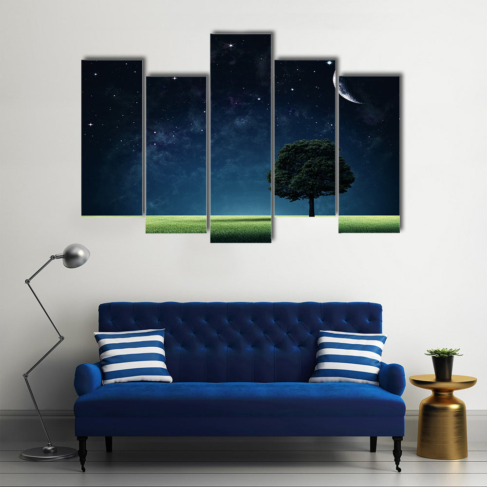 Beautiful Starry Night Natural Background Scenery Multi Panel Canvas Wall Art