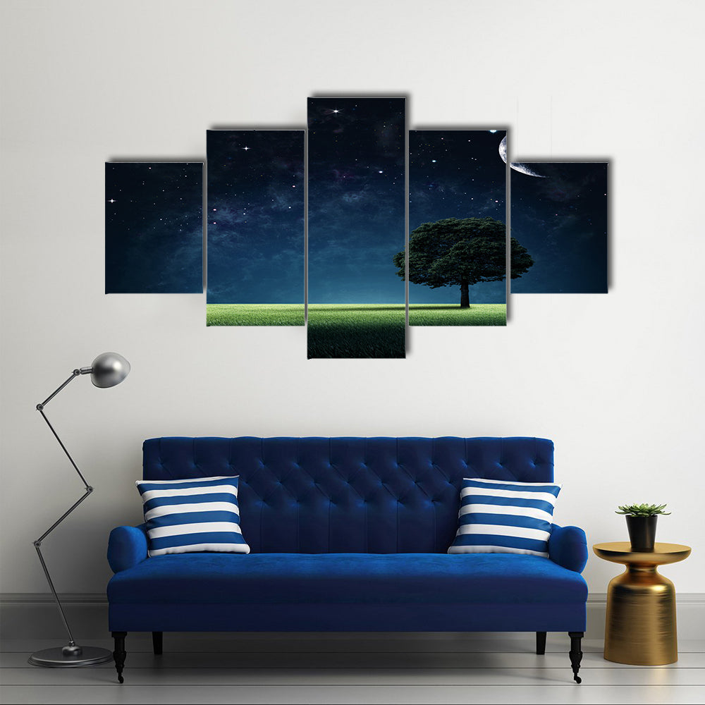 Beautiful Starry Night Natural Background Scenery Multi Panel Canvas Wall Art