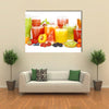 Glasses of tasty fresh juice, isolated on white Multi panel canvas wall art