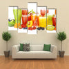 Glasses of tasty fresh juice, isolated on white Multi panel canvas wall art