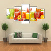 Glasses of tasty fresh juice, isolated on white Multi panel canvas wall art