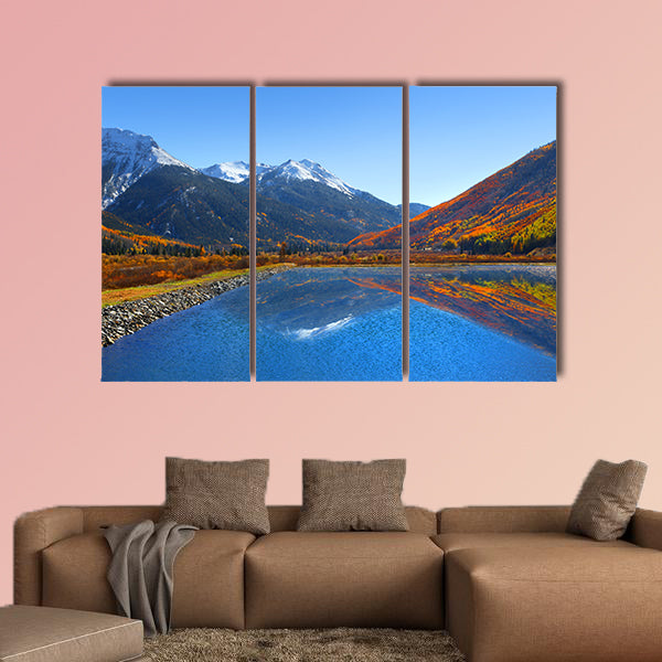 Beautiful reflections at Crystal Lake in Colorado multi panel canvas wall art
