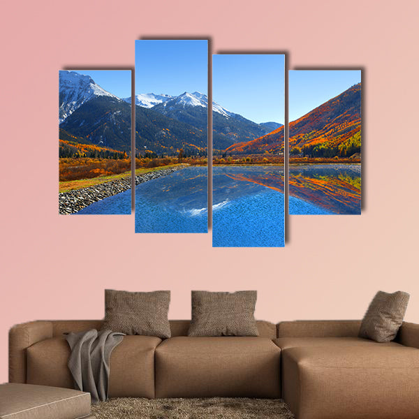 Beautiful reflections at Crystal Lake in Colorado multi panel canvas wall art