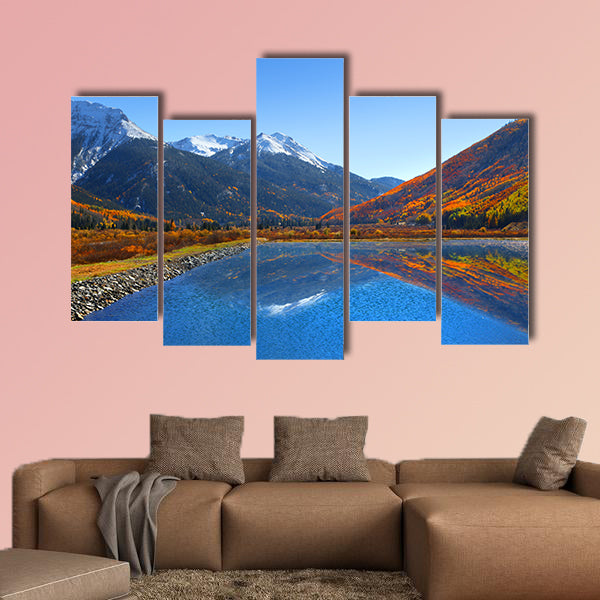 Beautiful reflections at Crystal Lake in Colorado multi panel canvas wall art