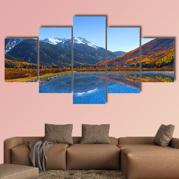 Beautiful reflections at Crystal Lake in Colorado multi panel canvas wall art