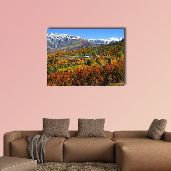 Autumn landscape in Rocky Mountains multi panel canvas wall art