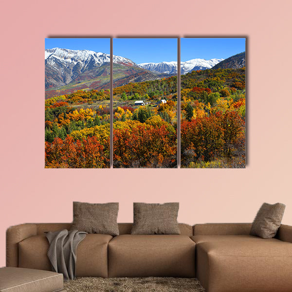 Autumn landscape in Rocky Mountains multi panel canvas wall art