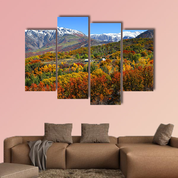 Autumn landscape in Rocky Mountains multi panel canvas wall art