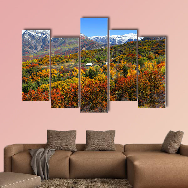 Autumn landscape in Rocky Mountains multi panel canvas wall art