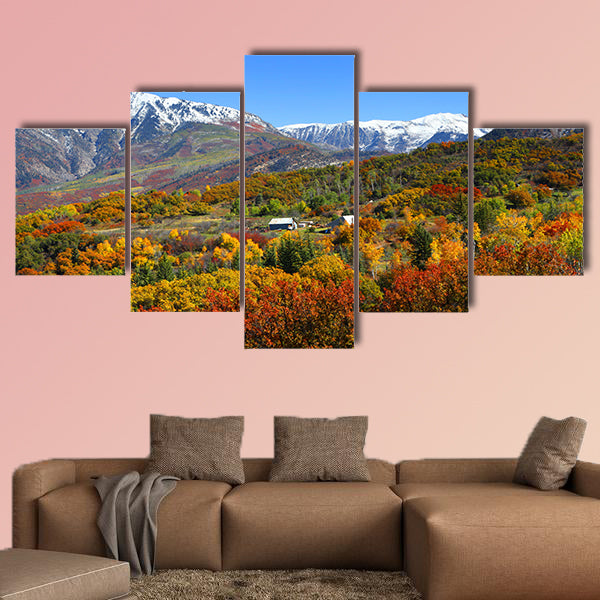 Autumn landscape in Rocky Mountains multi panel canvas wall art