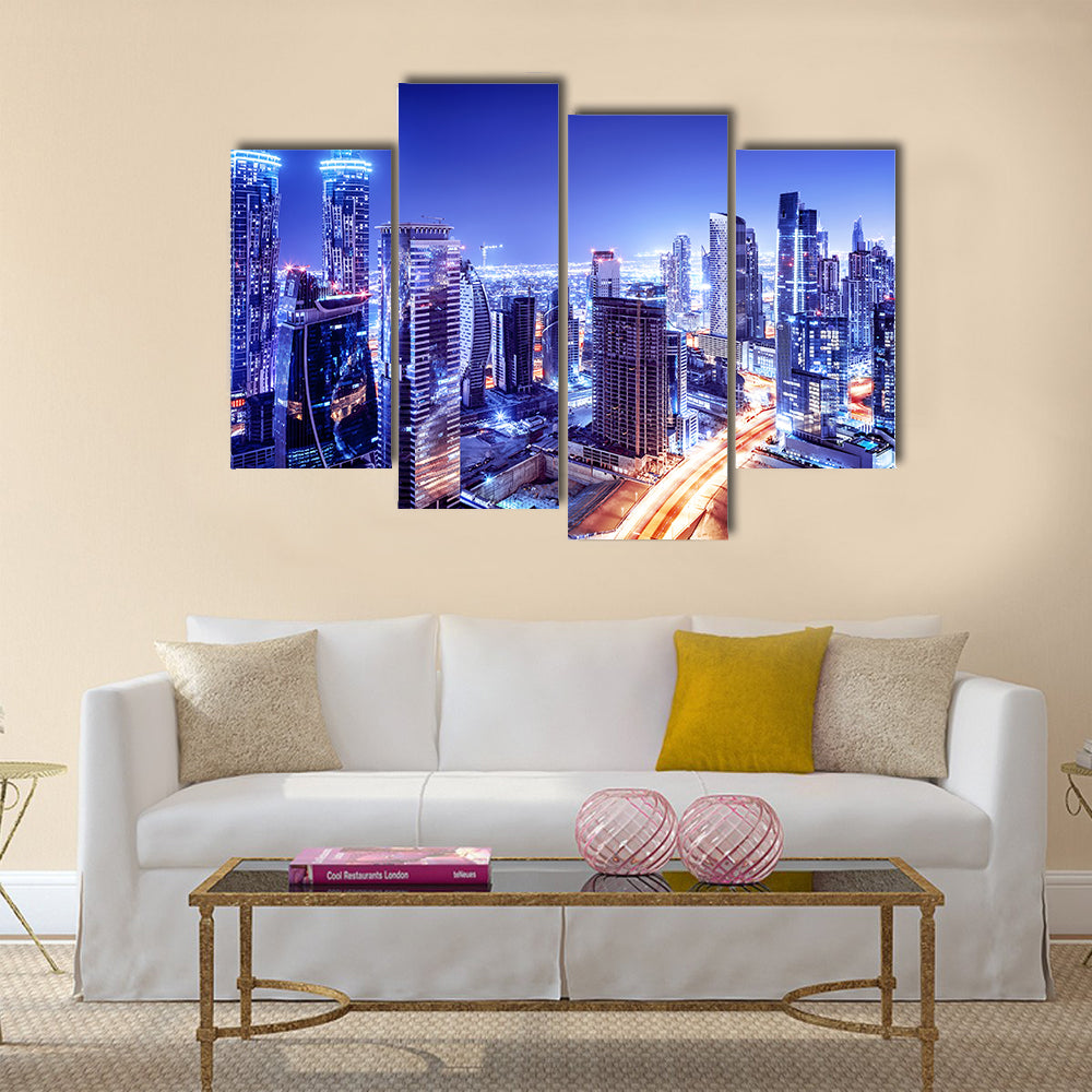 Dubai downtown night scene, UAE multi panel canvas wall art