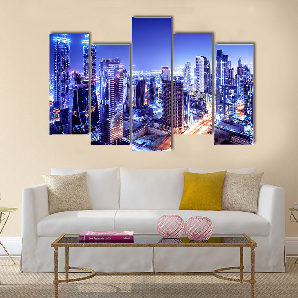 Dubai downtown night scene, UAE multi panel canvas wall art