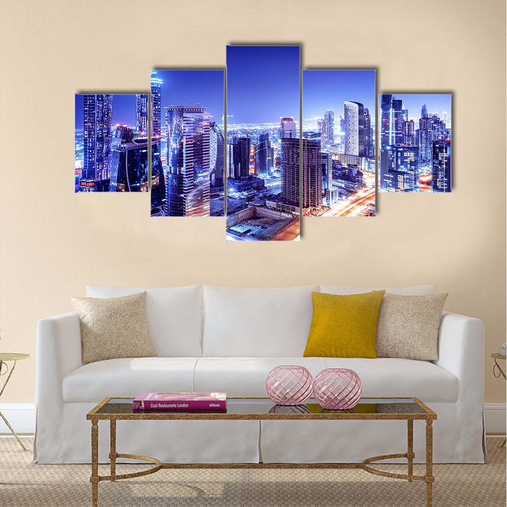 Dubai downtown night scene, UAE multi panel canvas wall art