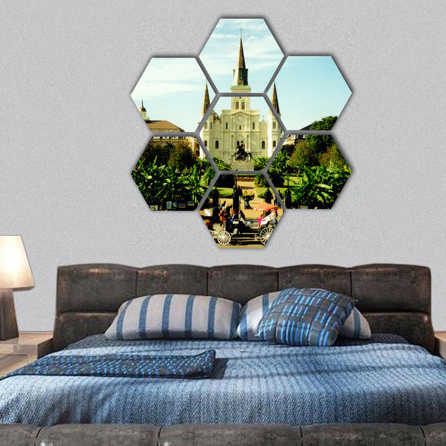 Jackson Square, New Orleans hexagonal canvas wall art