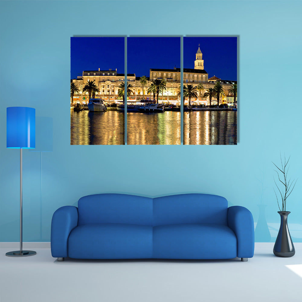 Amazing Split Waterfront Evening Panorama Dalmatia Croatia Multi Panel Canvas Wall Art