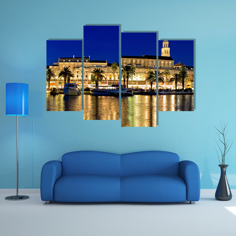 Amazing Split Waterfront Evening Panorama Dalmatia Croatia Multi Panel Canvas Wall Art