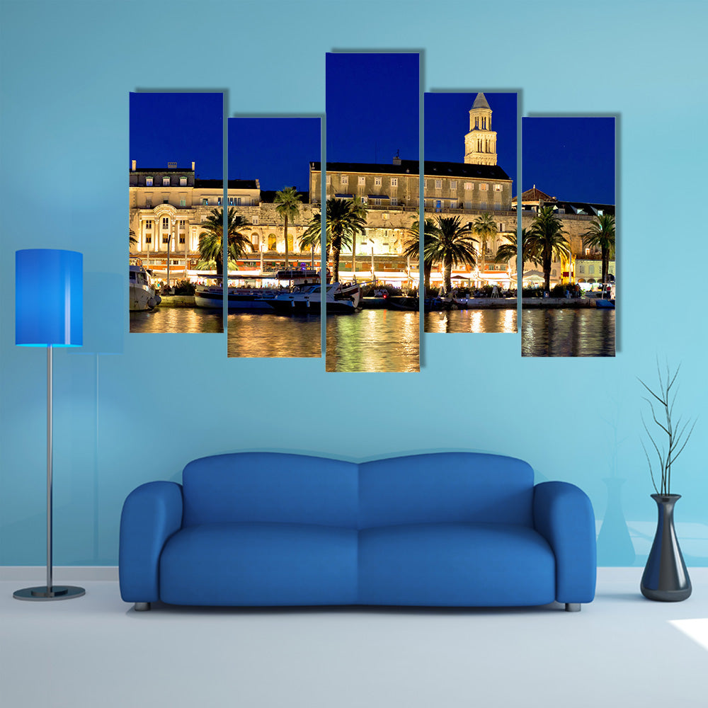 Amazing Split Waterfront Evening Panorama Dalmatia Croatia Multi Panel Canvas Wall Art