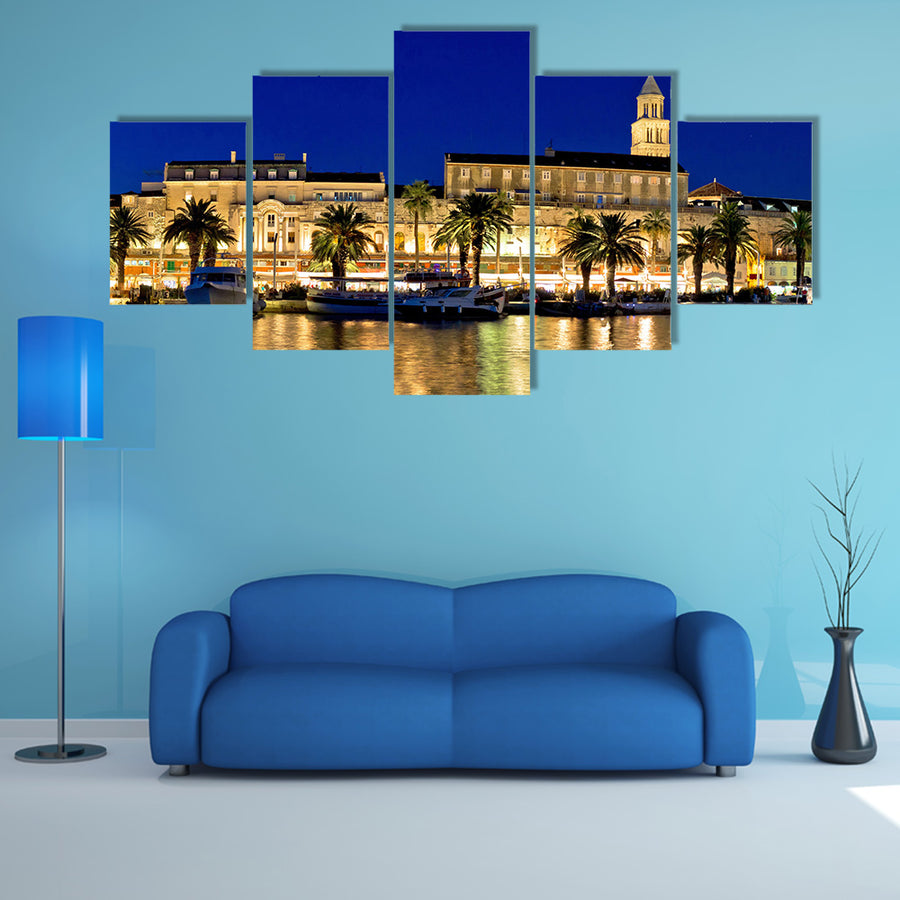 Amazing Split Waterfront Evening Panorama Dalmatia Croatia Multi Panel Canvas Wall Art
