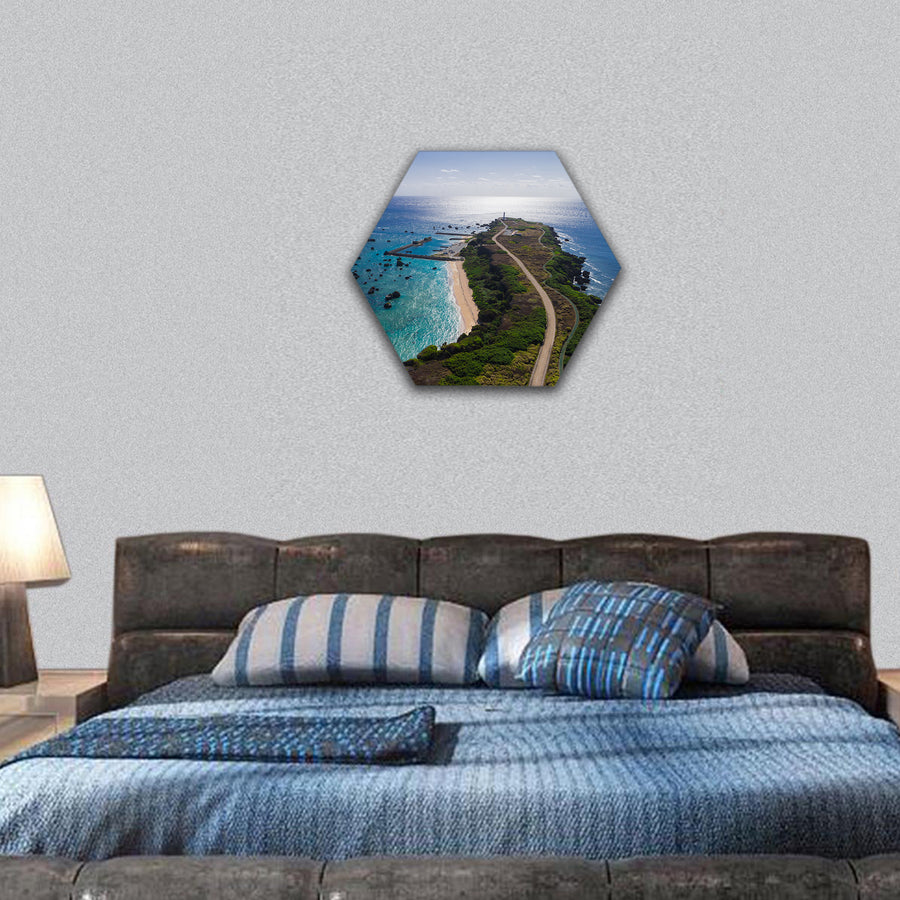 Resort island Okinawa Miyako Aerial hexagonal canvas wall art