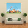 Vector Illustration of Circus Tent Trade Fair Complex in the Meadow Multi panel Canvas Wall Art