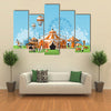 Vector Illustration of Circus Tent Trade Fair Complex in the Meadow Multi panel Canvas Wall Art