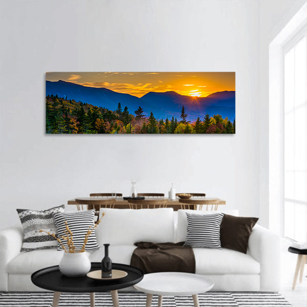 Sunset from Kancamagus Pass White Mountain Forest, panoramic canvas wall art