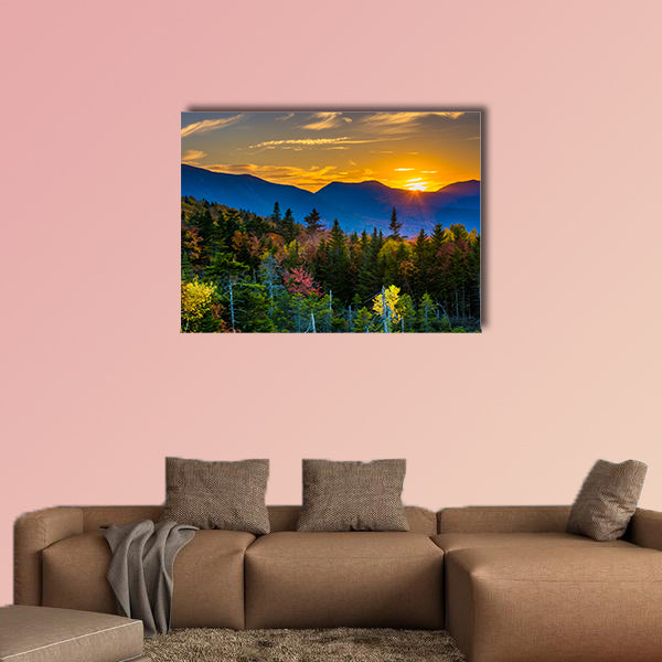 Sunset from Kancamagus Pass, on Highway Multi panel canvas wall art