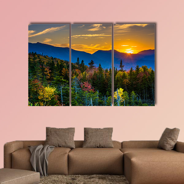 Sunset from Kancamagus Pass, on Highway Multi panel canvas wall art