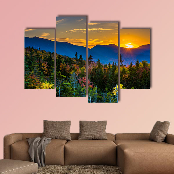 Sunset from Kancamagus Pass, on Highway Multi panel canvas wall art