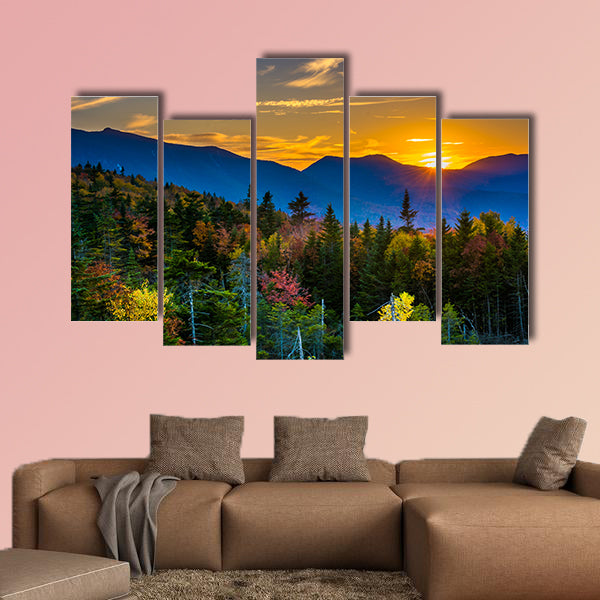Sunset from Kancamagus Pass, on Highway Multi panel canvas wall art