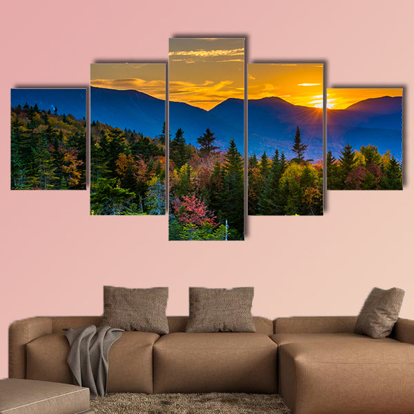 Sunset from Kancamagus Pass, on Highway Multi panel canvas wall art