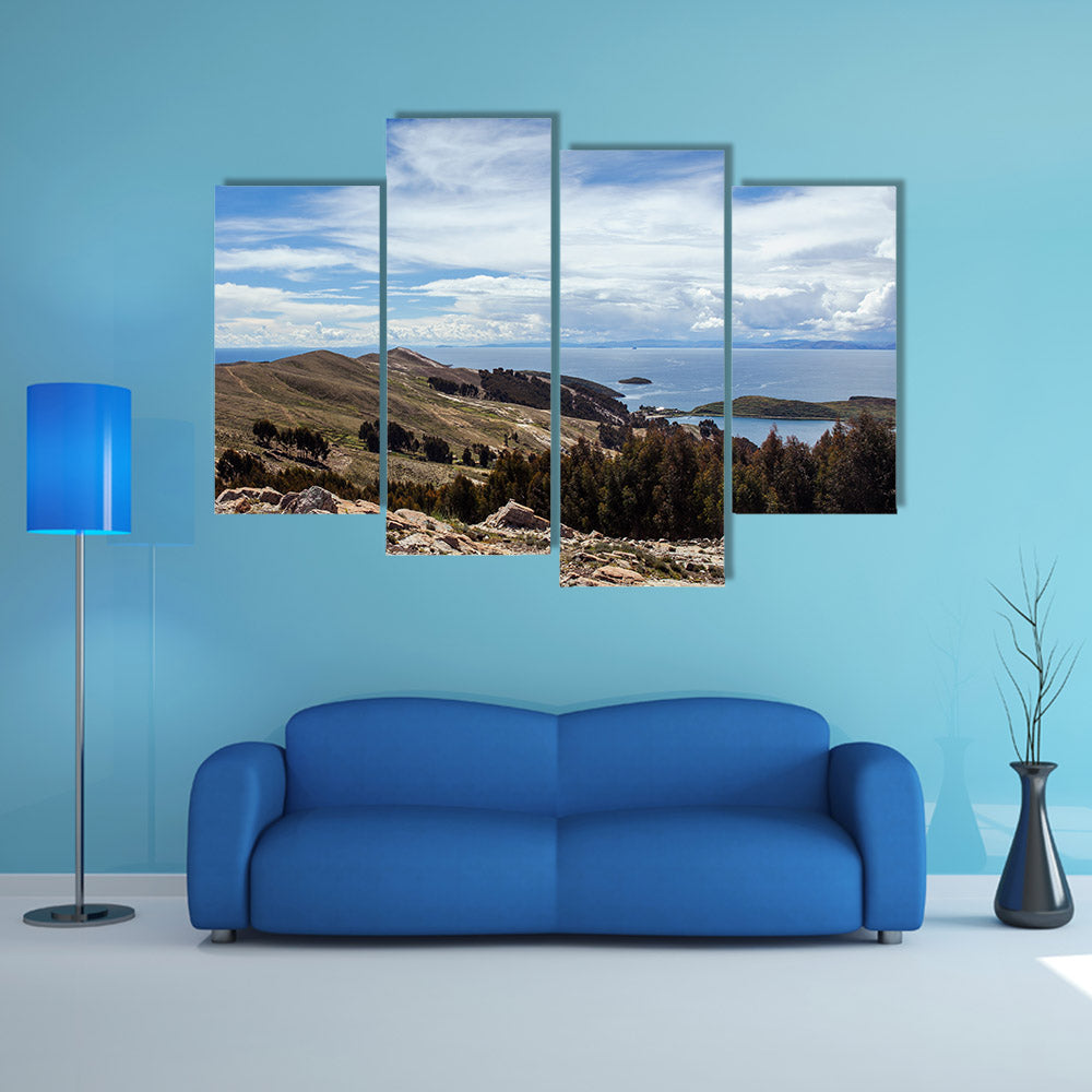 A beautiful view of Isla Del Sol Island of the Sun Multi Panel Canvas Wall Art