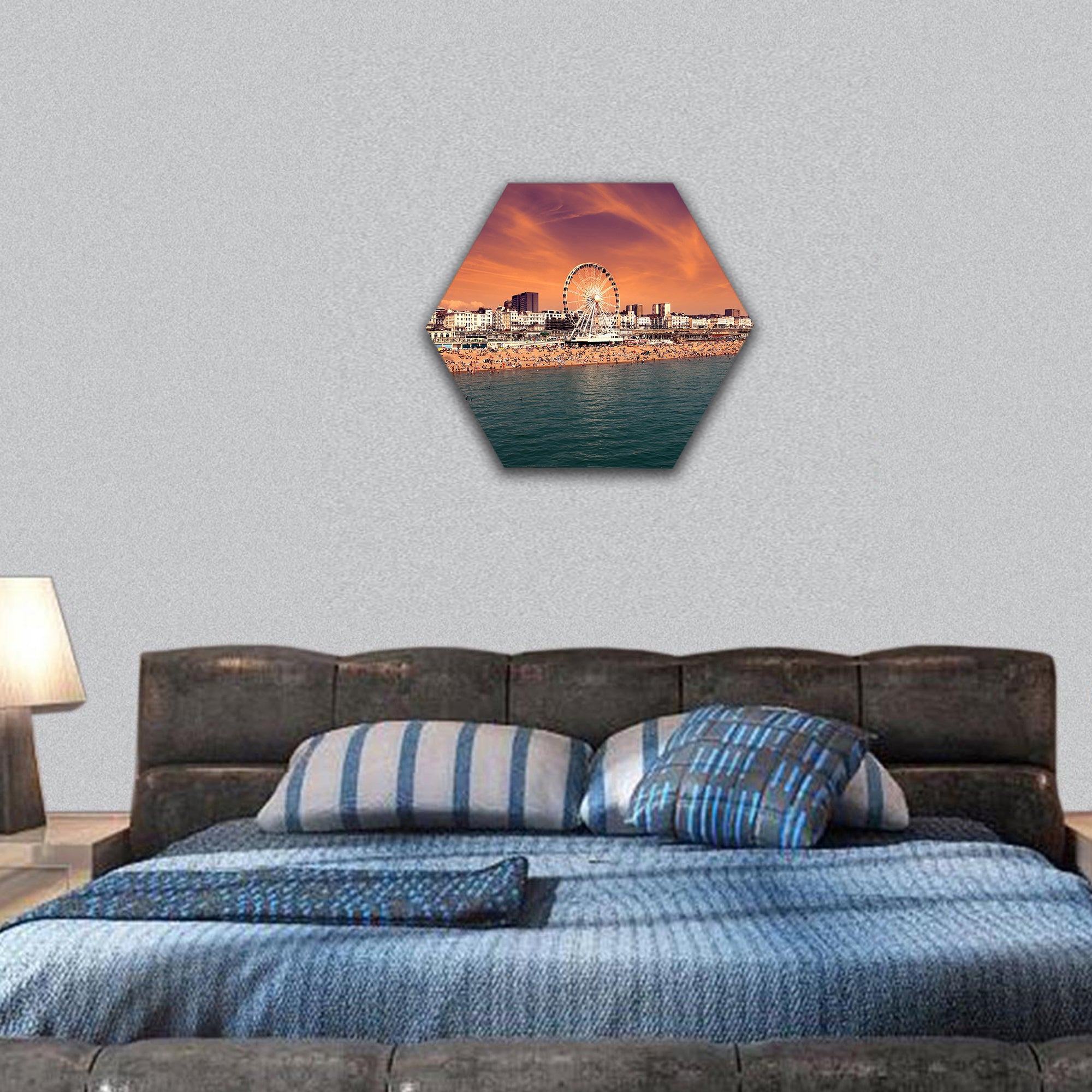 The towering Brighton Wheel on the seafront hexagonal canvas wall art