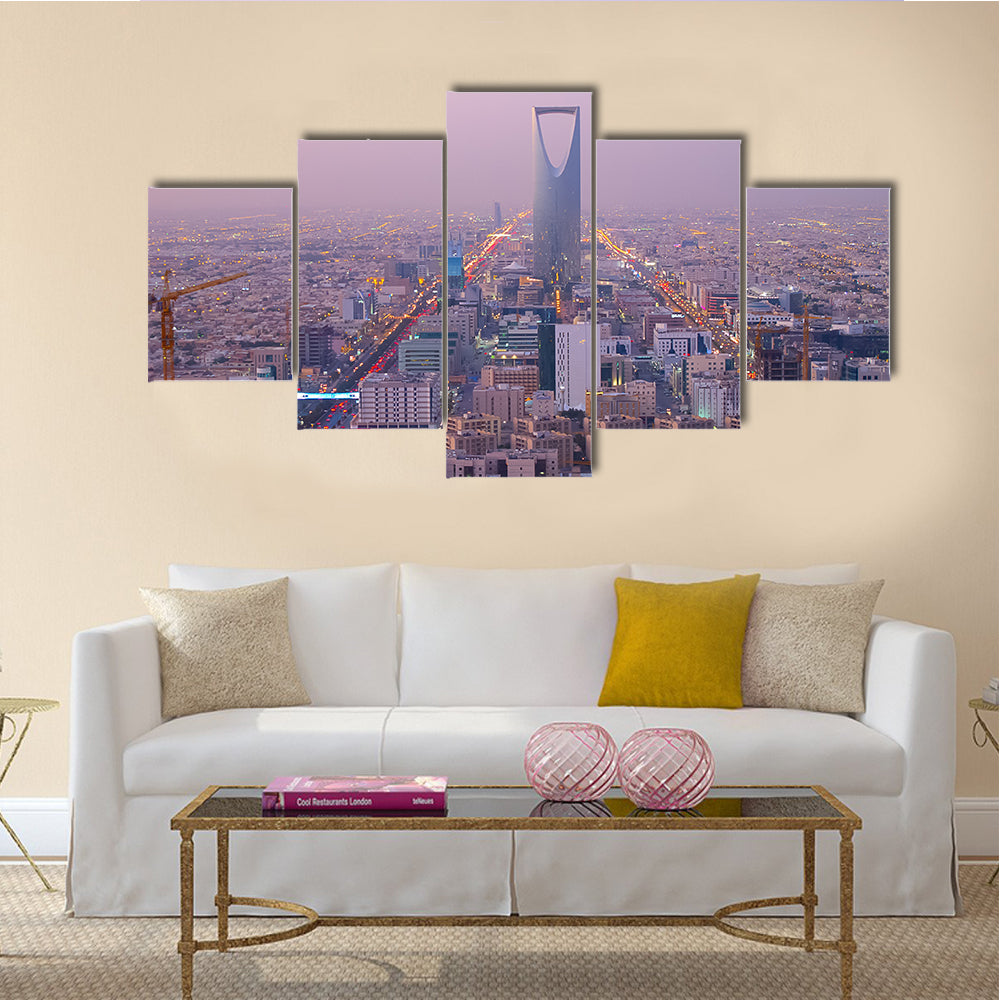 View Of A Kingdom Tower In Riyadh, Saudi Arabia, Multi Panel Canvas Wall Art