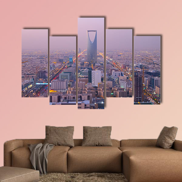 Kingdom tower in Riyadh, Saudi Arabia multi panel canvas wall art