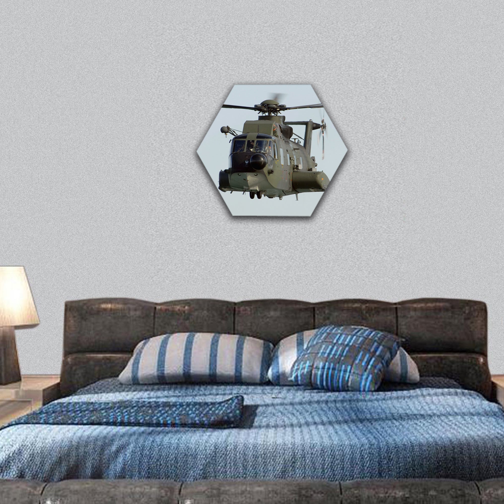 HH-3f Helicopter hexagonal canvas wall art
