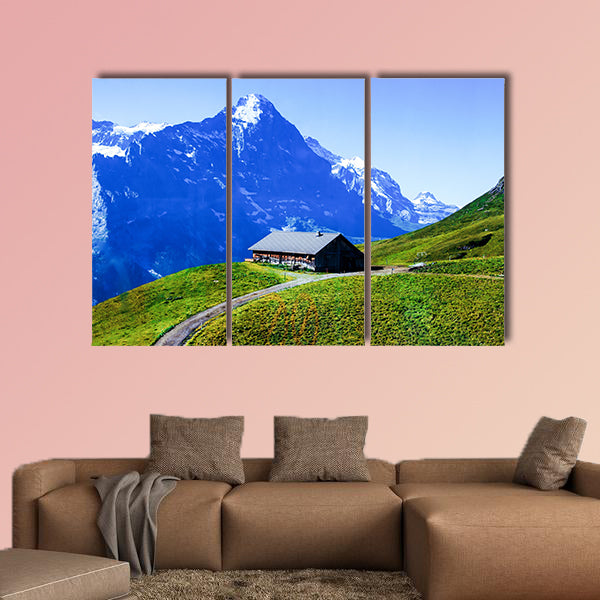 Swiss beauty, meadows under Jungfrau multi panel canvas wall art