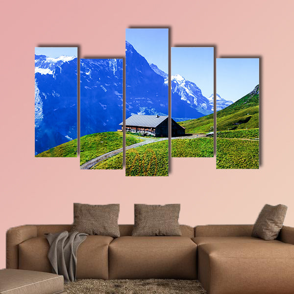 Swiss beauty, meadows under Jungfrau multi panel canvas wall art