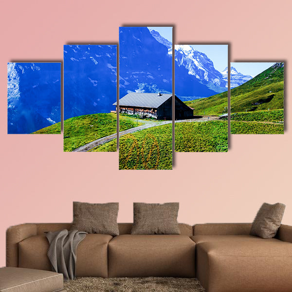 Swiss beauty, meadows under Jungfrau multi panel canvas wall art