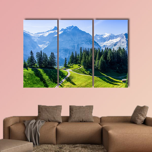  Swiss beauty, meadows under Jungfrau multi panel canvas wall art
