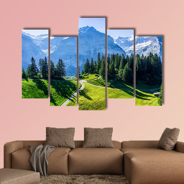  Swiss beauty, meadows under Jungfrau multi panel canvas wall art