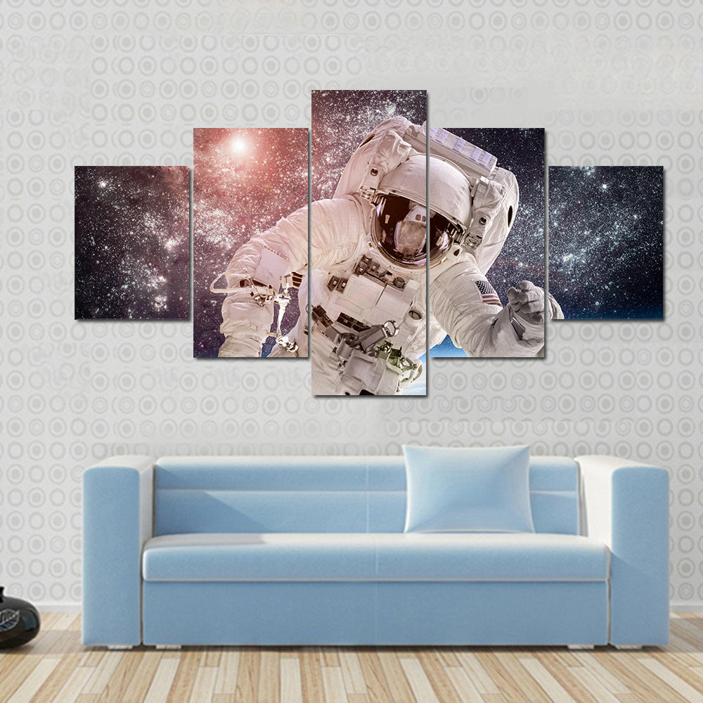 Astronaut In Snow Multi Panel Canvas Wall Art