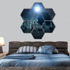 Cemetery night hexagonal canvas wall art