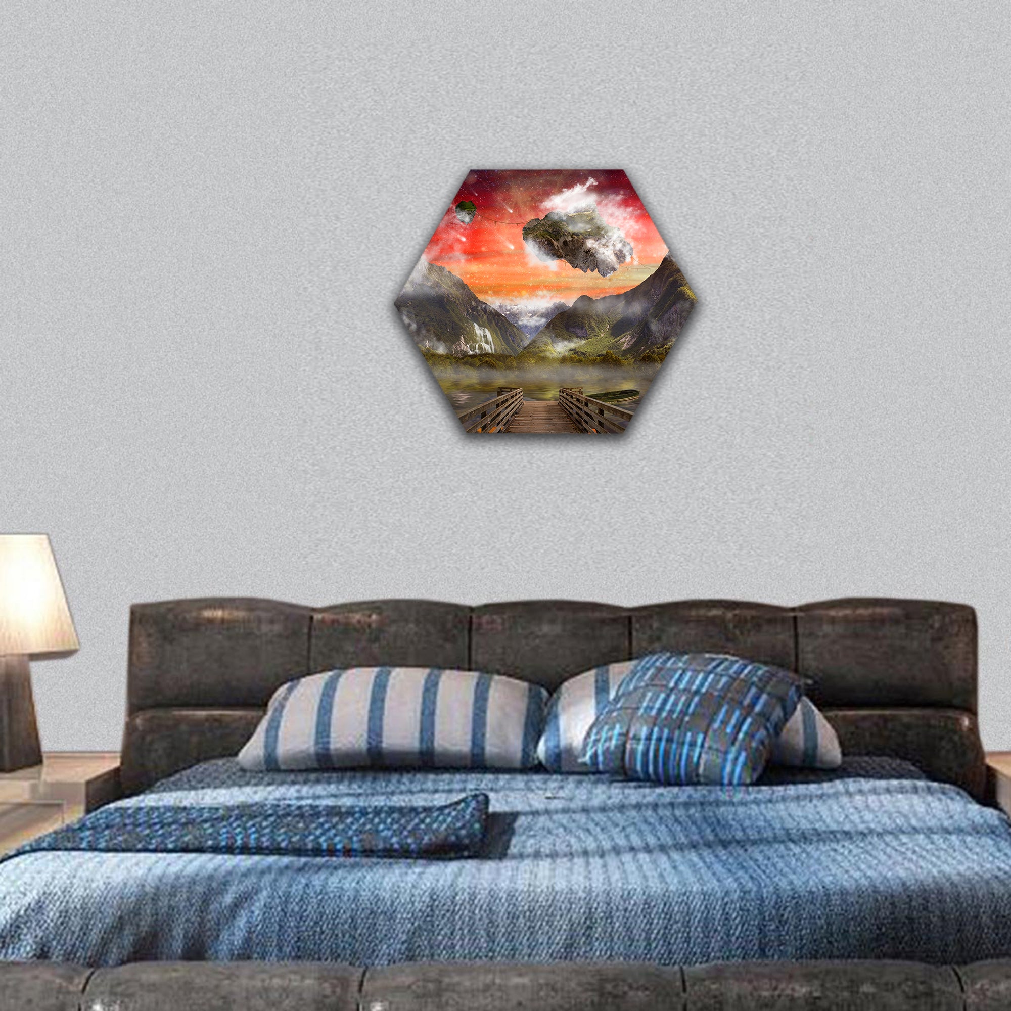 Fantasy land, wonderland, dreamland hexagonal canvas wall art