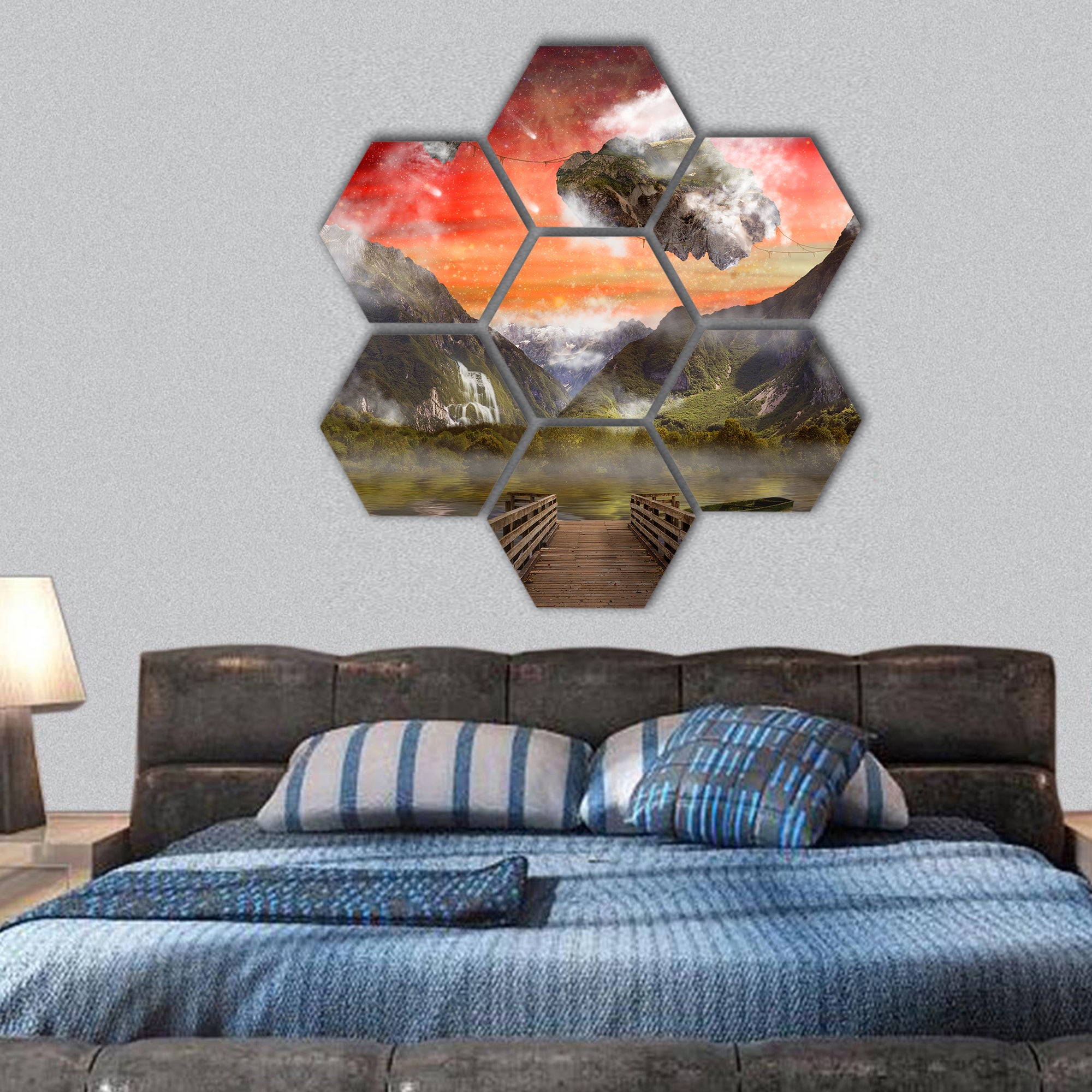 Fantasy land, wonderland, dreamland hexagonal canvas wall art